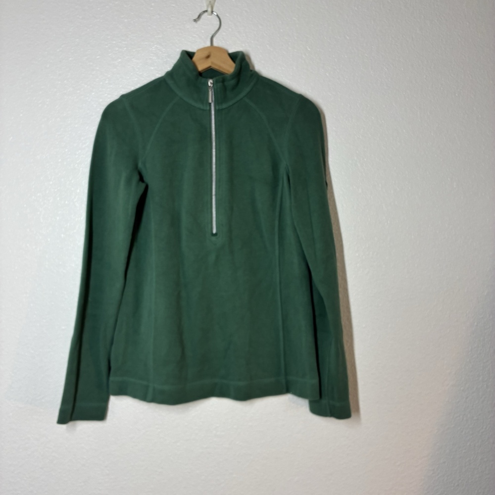 Tommy Bahama Sweater Womens XS Green Mock Neck Half Zip Stretch Knit Pullover